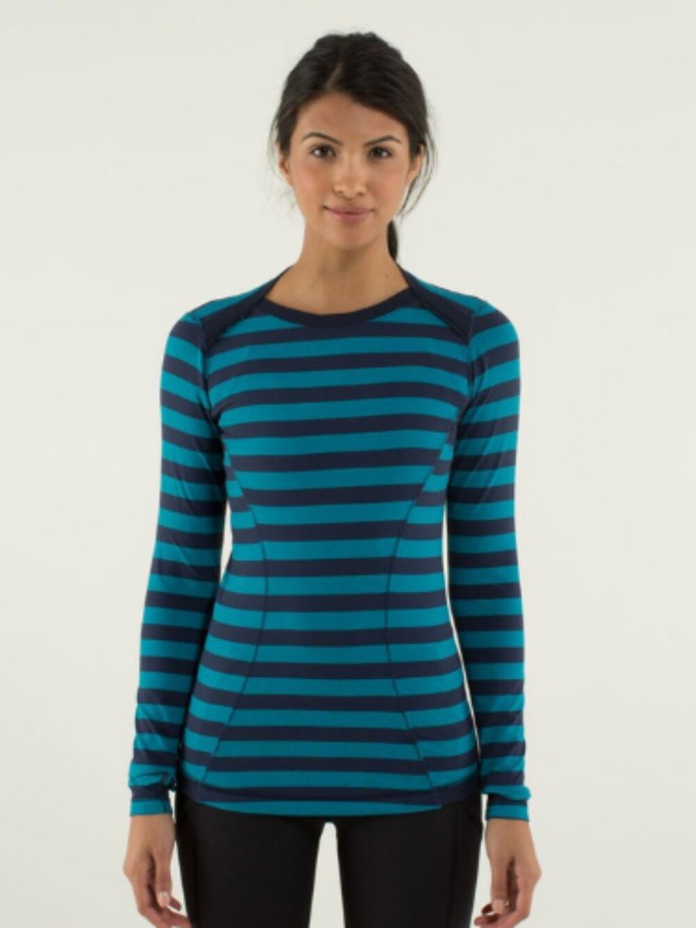 Lululemon Base Runner Ruffle Detail Striped Long Sleeve